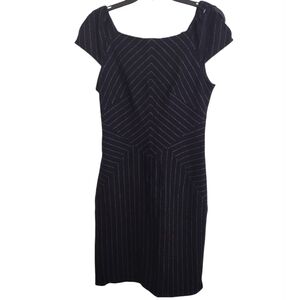 Diane Von Furstenberg Dark Navy Pinstripe  Wool Blend Dress Size 10